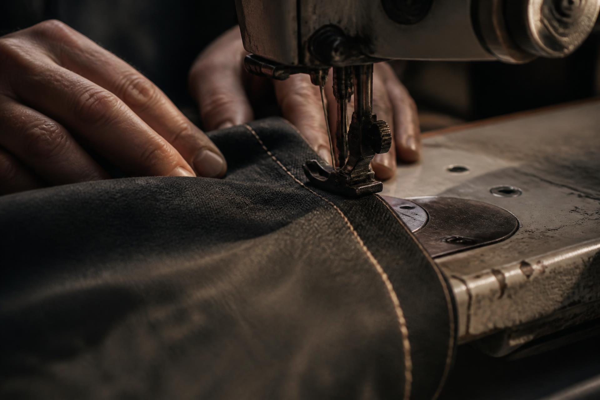 Hand-stitched heavyweight canvas on an industrial sewing machine
